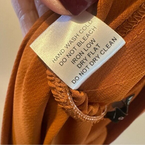 Blashe Burnt Orange Crochet Cross-Back Halter Wide-Leg Jumpsuit Size Large - Picture 12 of 14